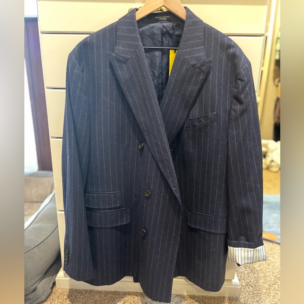 Men’s Navy Blue Vitale Barberis Flannel 120s for Banana Republic size 50R